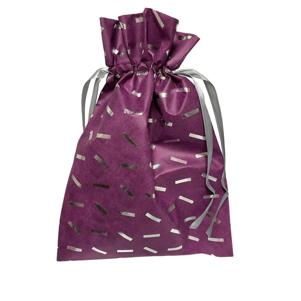 25 x Large 18" Purple Fabric Gift Bags w/ Silver Ribbon | Christine Taylor CTC - Picture 2 of 13